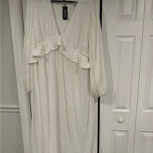 Boohoo White Sequin Dress